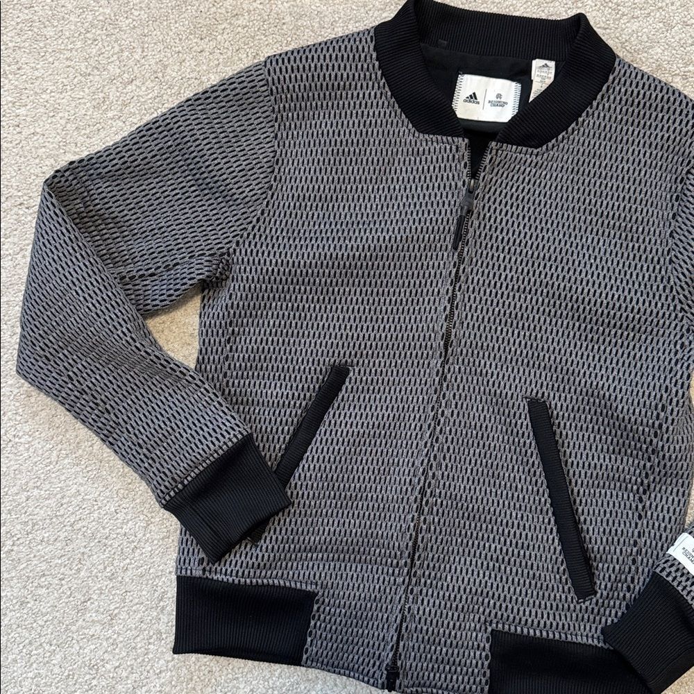 Adidas x Reigning Champ Women's Bomber Full Zip Jacket Black/Grey SzXS